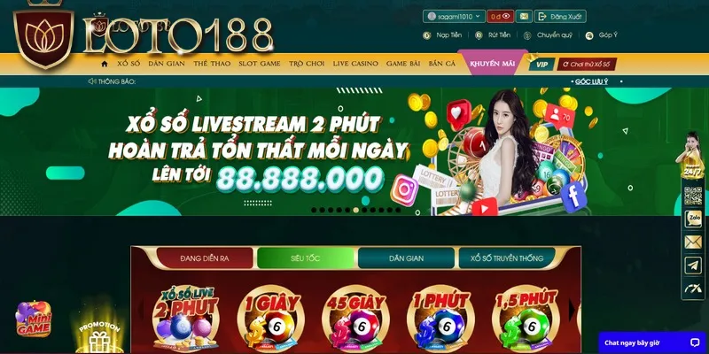 Giao diện website LOTO188